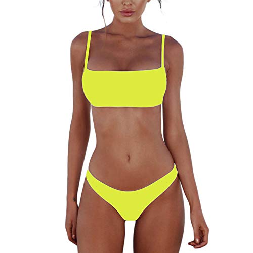 meioro Conjuntos de Bikinis para Mujer Push Up Bikini Traje de baño de Tanga de Cintura Baja Trajes de baño Adecuado Viajes Playa La Natacion (XL, Amarillo)