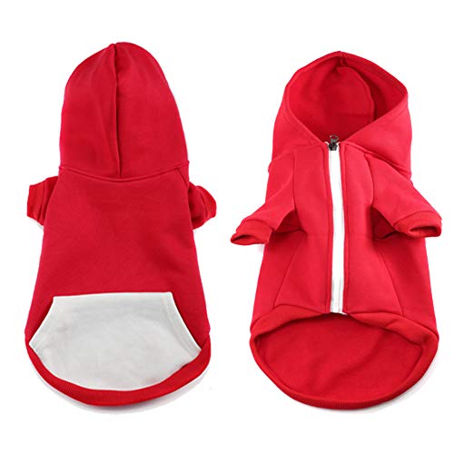 Meioro Sudaderas con Capucha de Perro Ropa Abrigada para Perros Ropa Deportiva para Mascotas de algodón Puro más Terciopelo Dog Hoodie (XXL, Rojo)