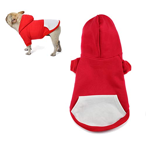 Meioro Sudaderas con Capucha de Perro Ropa Abrigada para Perros Ropa Deportiva para Mascotas de algodón Puro más Terciopelo Dog Hoodie (XXL, Rojo)