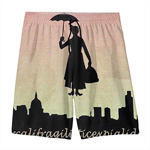 Meiya-Design - Bañador para Hombre con Bolsillo, diseño de Mary Poppins Multicolor Multicolor XL