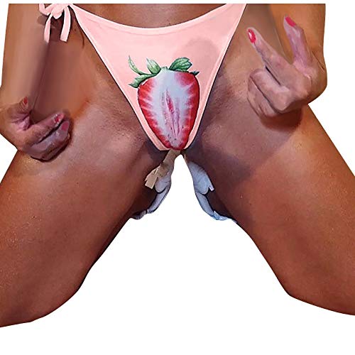 Mengove Bragas Transpirables elásticas Ajustadas con Estampado de Fresa, Informales y Sexis a la Moda para Mujer, Bikini Hipster