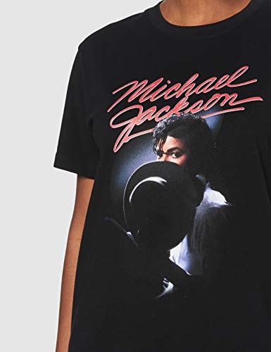 MERCHCODE Michael Jackson tee - Camiseta para Mujer, Color Negro, Mujer, MC406, Negro, Medium