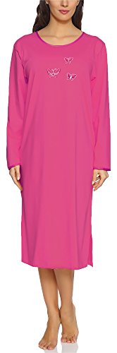 Merry Style Camisón Ropa de Cama Vestidos de Casa Manga Larga Mujer 91LW1 (Amaranto (Manga Larga), S)