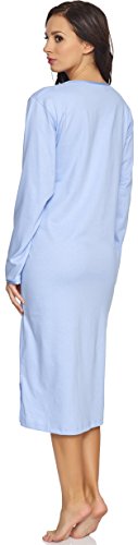 Merry Style Camisón Ropa de Cama Vestidos de Casa Manga Larga Mujer 91LW1 (Azul (Manga Larga), XL)