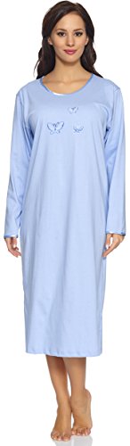 Merry Style Camisón Ropa de Cama Vestidos de Casa Manga Larga Mujer 91LW1 (Azul (Manga Larga), XL)