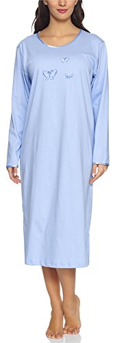 Merry Style Camisón Ropa de Cama Vestidos de Casa Manga Larga Mujer 91LW1 (Azul (Manga Larga), XL)