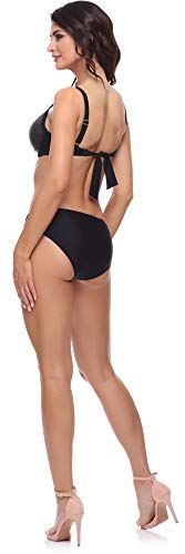 Merry Style Conjunto Bikini Sujetador y Bragas Bañador 2 Piezas Traje de Baño Mujer P65425EB (Negro Brillo, EU (75 E/38) = ES (90 E/40))