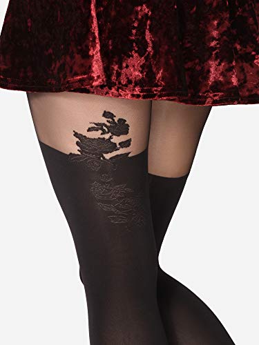 Merry Style Medias con Estampado Lencería Sexy Panty Mujer MS 370 60 DEN (Negro, L (Tamaño del fabricante: 4))