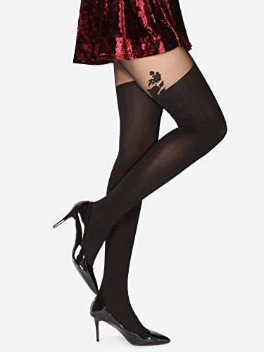 Merry Style Medias con Estampado Lencería Sexy Panty Mujer MS 370 60 DEN (Negro, L (Tamaño del fabricante: 4))