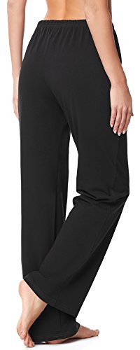 Merry Style Pantalones Largos de Pijamas 100% Algodón Mujer MPP-001 (Negro (800), S)