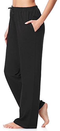 Merry Style Pantalones Largos de Pijamas 100% Algodón Mujer MPP-001 (Negro (800), S)