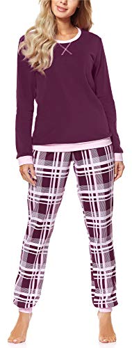 Merry Style Pijama Conjunto Camiseta y Pantalones Mujer MS10-168(Borgoña Cuadrados, XXL)