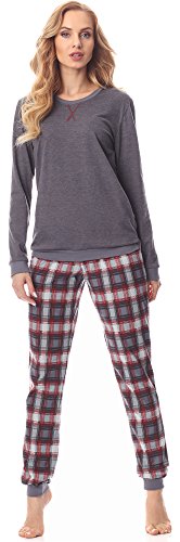 Merry Style Pijama Conjunto Camiseta y Pantalones Mujer MS10-168(Melange Oscuro Burdeos, 3XL)