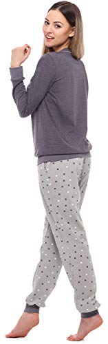 Merry Style Pijama Conjunto Camiseta y Pantalones Ropa de Cama Mujer MS10-230 (Melange Oscuro/Gris, XXL)