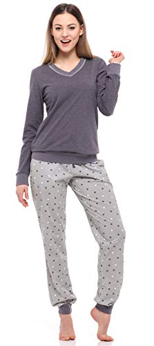 Merry Style Pijama Conjunto Camiseta y Pantalones Ropa de Cama Mujer MS10-230 (Melange Oscuro/Gris, XXL)