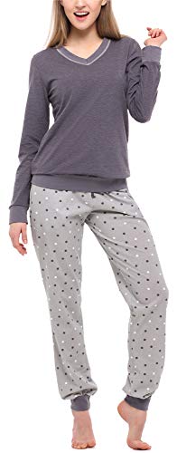 Merry Style Pijama Conjunto Camiseta y Pantalones Ropa de Cama Mujer MS10-230 (Melange Oscuro/Gris, XXL)