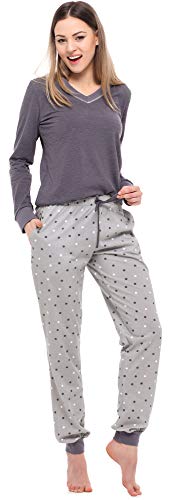 Merry Style Pijama Conjunto Camiseta y Pantalones Ropa de Cama Mujer MS10-230 (Melange Oscuro/Gris, XXL)
