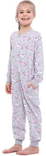 Merry Style Pijama Entero 1 Pieza Vestido de Casa 100% Algodón Niña MS10-186(Melange Unicornio, 158-164)