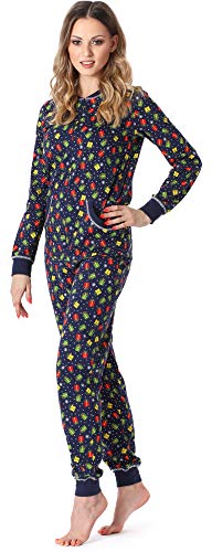 Merry Style Pijama Entero Una Pieza Ropa de Cama Mujer MS10-175 (Marino Regalos, XXL)