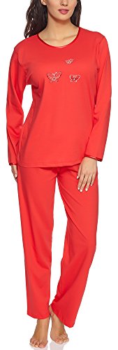 Merry Style Pijamas Conjunto Camisetas y Pantalones Ropa de Cama Manga Larga Mujer 91LW1 (Coral (Larga), S)
