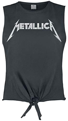 Metallica Amplified Collection - White Logo Mujer Top Gris Marengo XL, 100% algodón, Regular