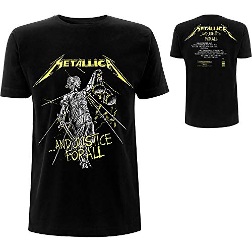 Metallica and Justice For All Tracks_Men_bl_TS: S Camiseta, Negro (Black Black), Small para Hombre