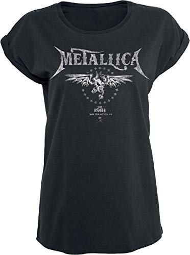 Metallica Biker Mujer Camiseta Negro M, 100% algodón, Ancho
