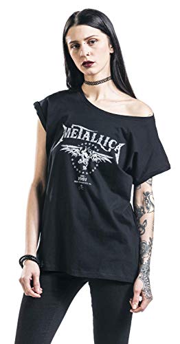 Metallica Biker Mujer Camiseta Negro XXL, 100% algodón, Ancho