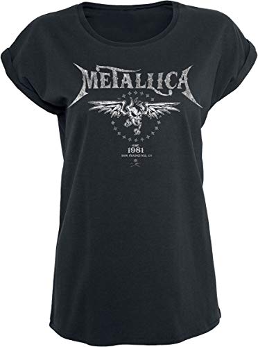 Metallica Biker Mujer Camiseta Negro XXL, 100% algodón, Ancho