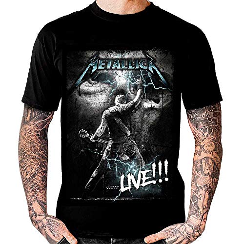Metallica-James Hetfield - Camiseta Negra Hombre Manga Corta - Metallica Tshirt (XL)