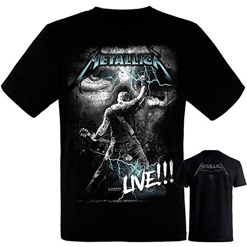 Metallica-James Hetfield - Camiseta Negra Hombre Manga Corta - Metallica Tshirt (XL)