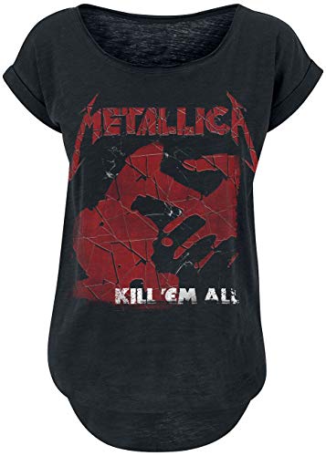 Metallica Kill 'Em All Shattered Mujer Camiseta Negro M, 100% algodón, Ancho