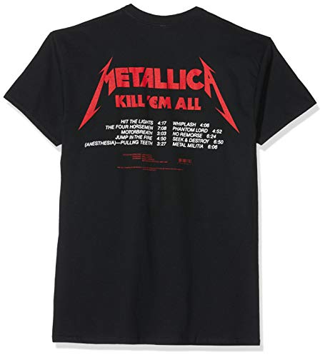 Metallica Kill 'em All Tracks_Men_bl_TS: S Camiseta, Negro (Black Black), Small para Hombre