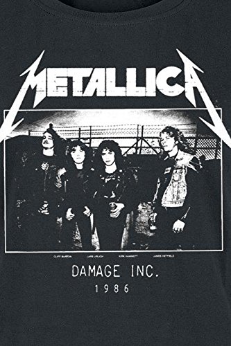 Metallica Master of Puppets Tour 1986 Photo Camiseta Mujer Negro XXL, 100% algodón, Corte Normal