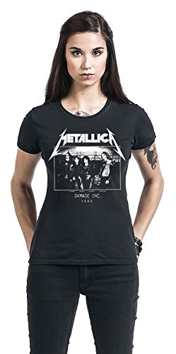 Metallica Master of Puppets Tour 1986 Photo Camiseta Mujer Negro XXL, 100% algodón, Corte Normal