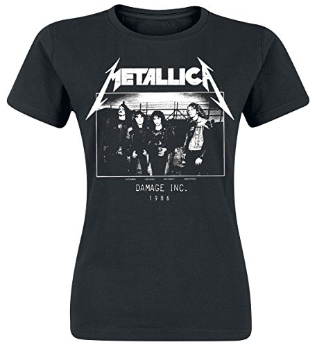 Metallica Master of Puppets Tour 1986 Photo Camiseta Mujer Negro XXL, 100% algodón, Corte Normal