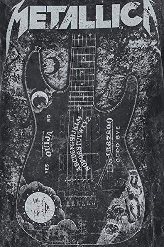 Metallica Ouija Guitar Mujer Top Negro L, 100% algodón, Regular