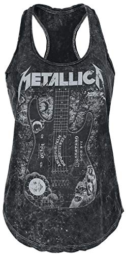 Metallica Ouija Guitar Mujer Top Negro L, 100% algodón, Regular