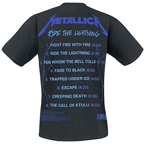 Metallica Ride The Lightning Hombre Camiseta Negro L, 100% algodón, Regular