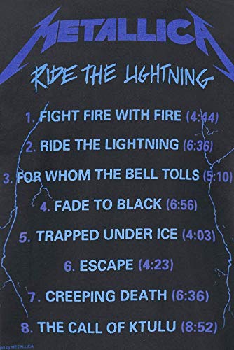 Metallica Ride The Lightning Hombre Camiseta Negro L, 100% algodón, Regular