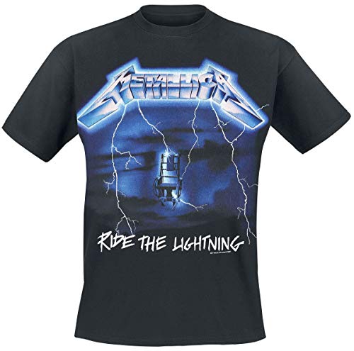 Metallica Ride The Lightning Hombre Camiseta Negro L, 100% algodón, Regular