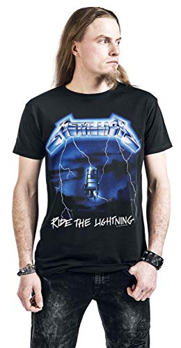 Metallica Ride The Lightning Hombre Camiseta Negro L, 100% algodón, Regular