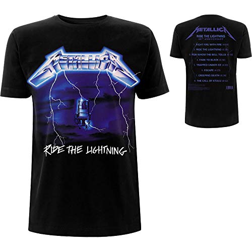 Metallica Ride The Lightning Tracks_Men_bl_TS: M Camiseta, Negro (Black Black), Medium para Hombre