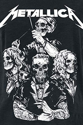 Metallica S&M2 Skull Tux Mujer Camiseta Negro S, 100% algodón, Ancho