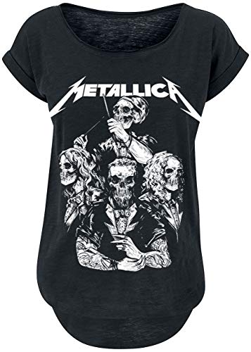 Metallica S&M2 Skull Tux Mujer Camiseta Negro S, 100% algodón, Ancho