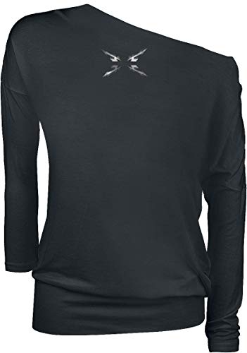 Metallica Spiked Logo Mujer Camiseta Manga Larga Negro XXL, 95% Viscosa, 5% elastán, Regular