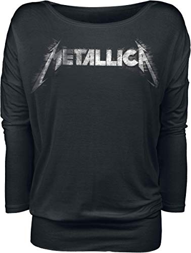 Metallica Spiked Logo Mujer Camiseta Manga Larga Negro XXL, 95% Viscosa, 5% elastán, Regular
