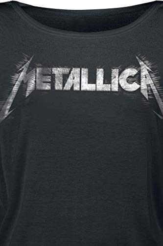 Metallica Spiked Logo Mujer Camiseta Manga Larga Negro XXL, 95% Viscosa, 5% elastán, Regular