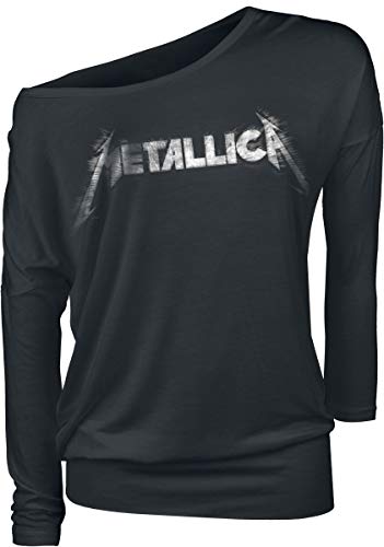 Metallica Spiked Logo Mujer Camiseta Manga Larga Negro XXL, 95% Viscosa, 5% elastán, Regular
