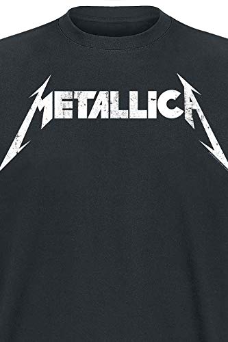 Metallica Textured Logo Hombre Camiseta Negro L, 100% algodón, Regular